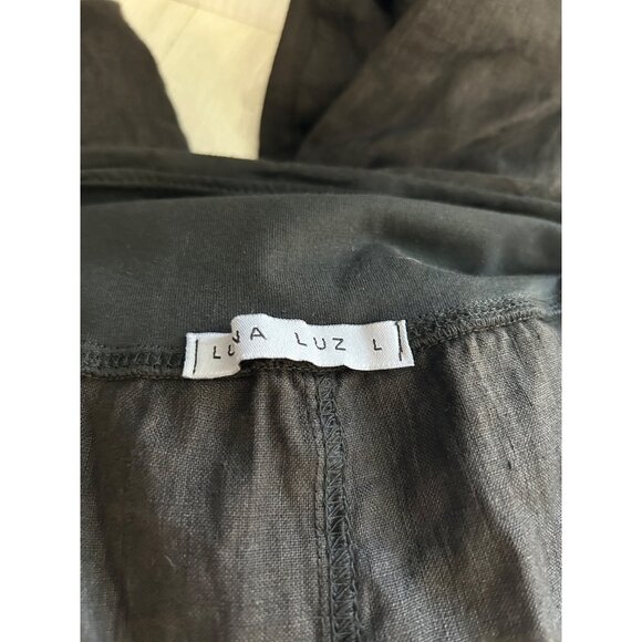 Luna Luz Women's Large Black Linen Blend Wide-Leg Pants With Elastic Waistband - Picture 8 of 13